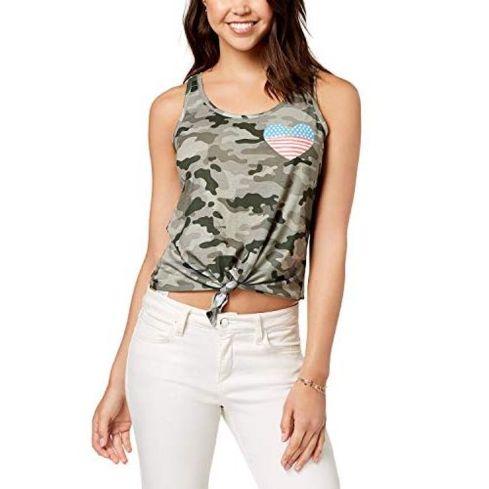 Rebellious One Juniors Camo Print Graphic Tank Top